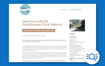 Interview with Jim Fruchterman (Tech Matters) – Solutions Insights Lab, April 2023