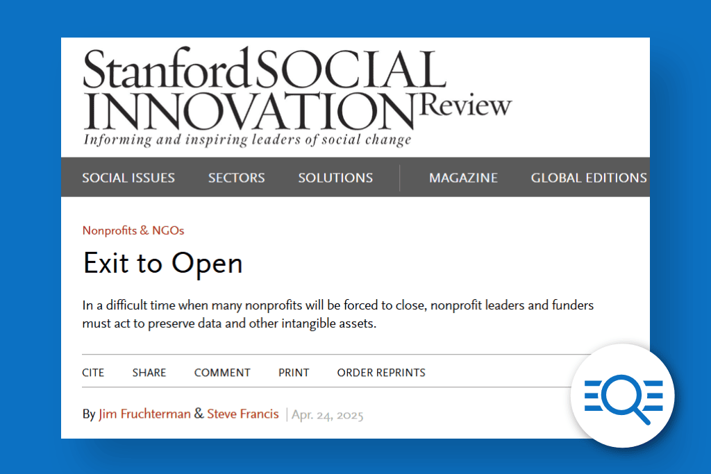 Exit to Open Standford Social Innovation Review Article